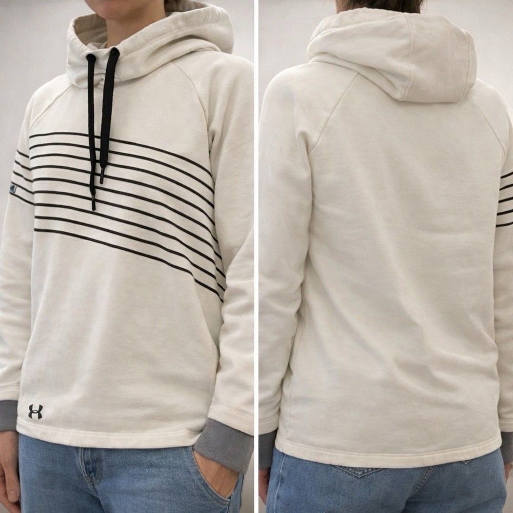 Under Armour Threadborne Hoodie Women's XS White Black Stripes Cowl Neck Workout